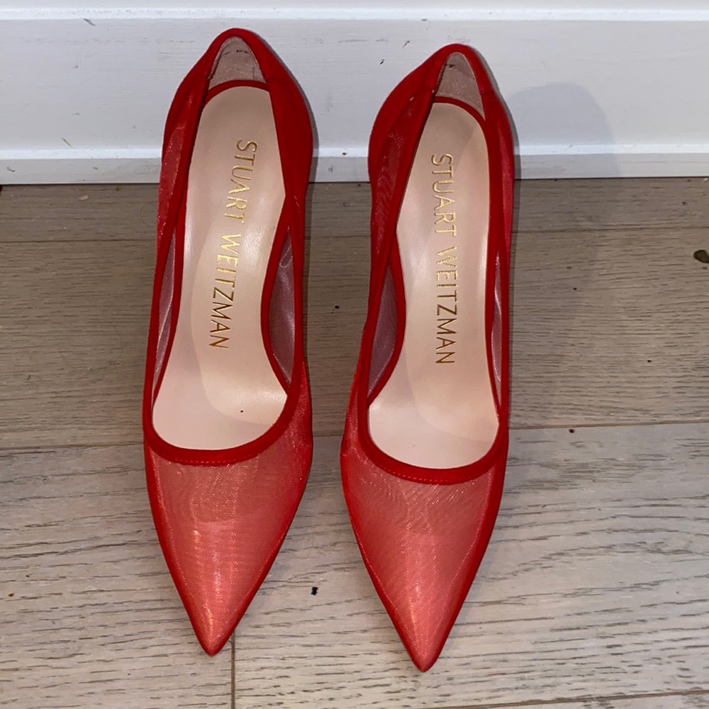 RARE Red Mesh Stuart Weitzman Heels